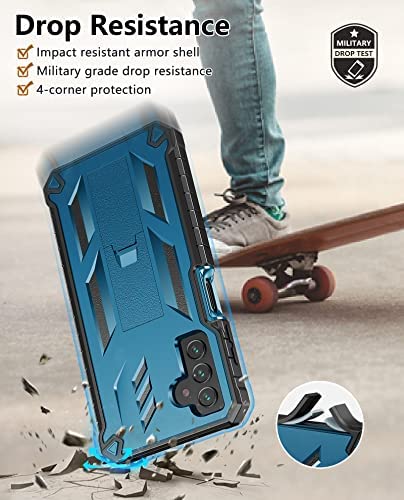 for Samsung Galaxy A13 5G Case: TPU Soft Shock Proof Protection | Matte Textured Design Shell - Heavy Duty Military Grade Rugged Cell Phone Protective Cover with Kickstand for A13 5G (Blue) (NOT 4G)