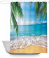 Allenjoy Tropical Beach Shower Curtain Summer Seaside Scene Ocean Island Palm Tree Bathroom Decorations Curtain Durable Bathtub Showers Decor with 12 Hooks 72x72 Inch