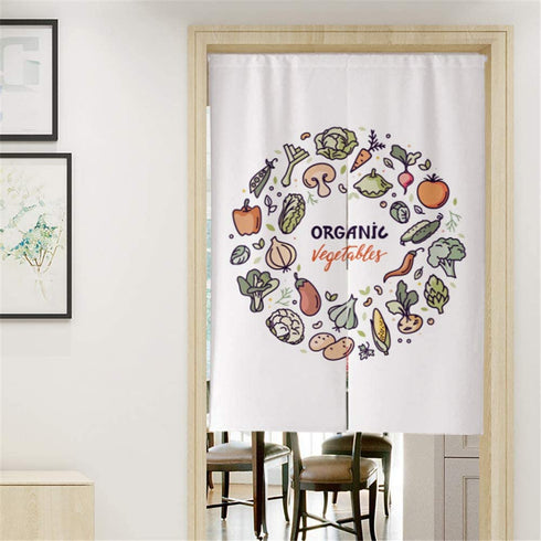 MYRU Japanese Noren Doorway Curtain Tapestry Entrance Feng Shui Door Curtain for Restaurant Kitchen (Green Vegetables,33.5 Inches x 59 Inches)