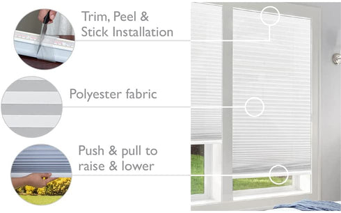 Easy Lift Trim-at-Home Cordless Pleated Light Blocking Fabric Shade Natural, 30 in x 64 in, (Fits windows 19"- 30")