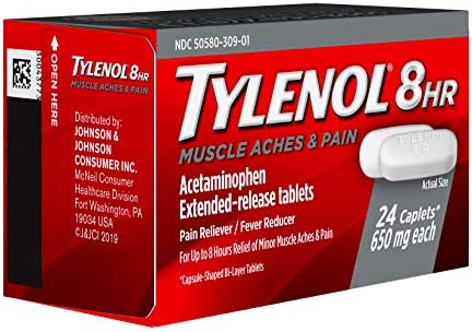 Tylenol 8 HR Muscle Aches & Pain, Pain Relief from Aches and Pain, 650 mg, 24 ct.