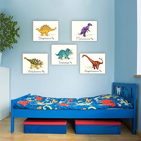 Outus 9 Pieces Dinosaur Wall Art Prints Dinosaurs Poster Wall Decals with Unframed Pictures Dinosaur Birthday Gift for Nursery and Kids Room Decorations