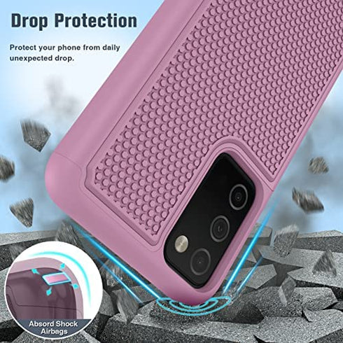 for Samsung Galaxy A03s Case Shockproof: Dual Layer Protective Heavy Duty Cell Phone Cover Rugged with Non Slip Textured Back - Military Protection Bumper Tough - 6.5inch (Raspberry Pink)