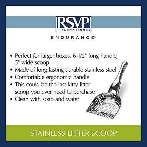 RSVP International Endurance Collection Stainless Steel Kitty Litter Scoop, 4.75x2.5x11.25"