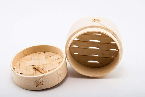 Small Mini Bamboo Steamer Basket for Party Favors, 4 Inches