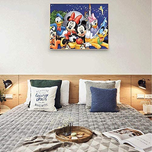Kimily DIY Paint by Numbers for Adults Kids Disney Mickey Paint by Numbers DIY Painting Disney Acrylic Paint by Numbers Painting Kit Home Wall Living Room Bedroom Decoration Mickey Donald Duck Pluto