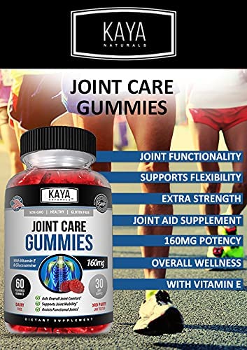 Kaya Naturals Joint Care Gummies | Premium Pain Relief for Back, Knees & Hands | Extra Strength Natural Joint & Flexibility Support - Glucosamine Gummies Best Immune Support for Women & Men - 60 Count