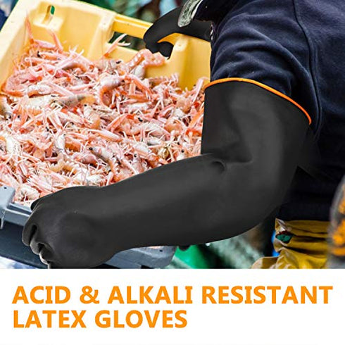 Chemical Resistant Rubber Gloves, ENPOINT Waterproof Heavy Duty Industrial Natural Latex Safety Work Glove Reusable Forearm Protection, Chemical/Mechanical/Oil/Acid/Alkali Resistant, 1 Pair XXL