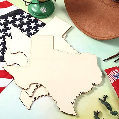 3 Pieces Texas State Unfinished Wood Cutouts Texas State Wood Slices Texas State Wooden Paint Crafts Texas State Wooden Pieces for Home Decor Ornament DIY Craft Art Project