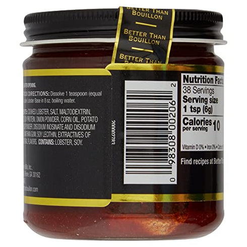 Better Than Bouillon Premium Lobster Base, Made from Select Cooked Lobster & Spices, Makes 9.5 Quarts of Broth, 38 Servings, 8-Ounce Jar (Single)