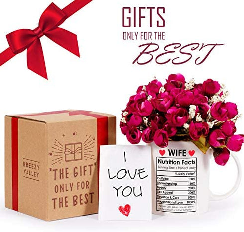 Valentines Day Gifts for Wife from Husband, Wife Coffee Mug, Happy Wife Birthday Gifts Ideas, Mothers Day Gifts for Wife, Best Wife Ever Gifts, Romantic Anniversary Christmas Gifts for Wife 11oz