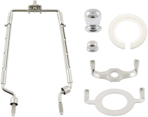 DZS Elec 7 8 9 10 Inch Adjustable Lampshade Harp Stand E14 & E26 & E27 Lamp Holder UNO Fitter Adapter Detachable Parts Silver Bracket