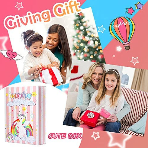 YOYTOO Unicorn Diary for Girls, Unicorn Stationery Set, Notebook, Pen, Stickers, Mini Stamps Set, Drawing Stencils, Unicorn Journal Gift for Drawing Writing for Girls Kids Ages 4-12