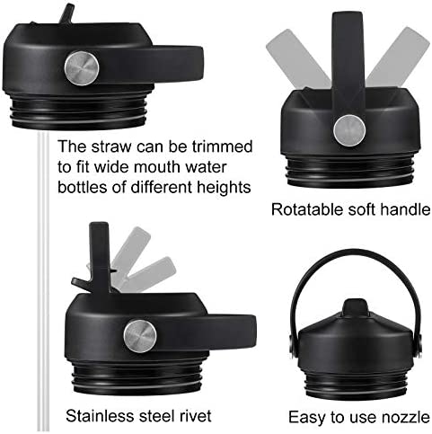 FLORAPELL Straw lid for Yeti Rambler 18 26 36 64 oz, Lid with Straws and Flexible Handle, Replacement Cap for Yeti 18oz 26oz 36oz 64oz Rambler Water Bottle Straw Cap