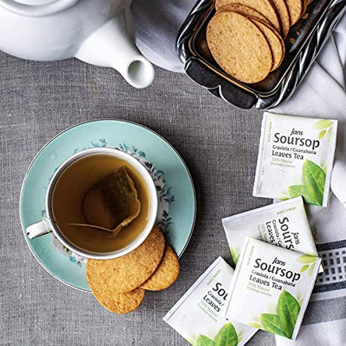 Jans 100% All Natural Soursop Graviola / Guanabana Leaves Tea (25 tea bags) | Cholesterol-Free, Sugar-Free, Fat-Free, Sodium-Free | Best Served Warm | Gental Herbal Aroma