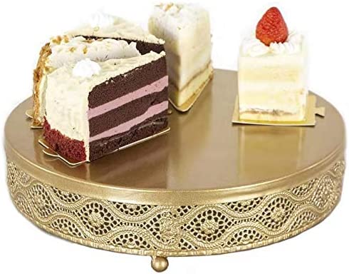 URANMOLE Cake Stand Round Metal Cake Stands Dessert Display Cupcake Stands, 18K Gold 038 Cake Stand - 10