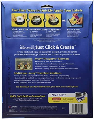 Avery CD Labels, Matte White, 40 Disc Labels and 80 Spine Labels (8692),4.5/8 Inches