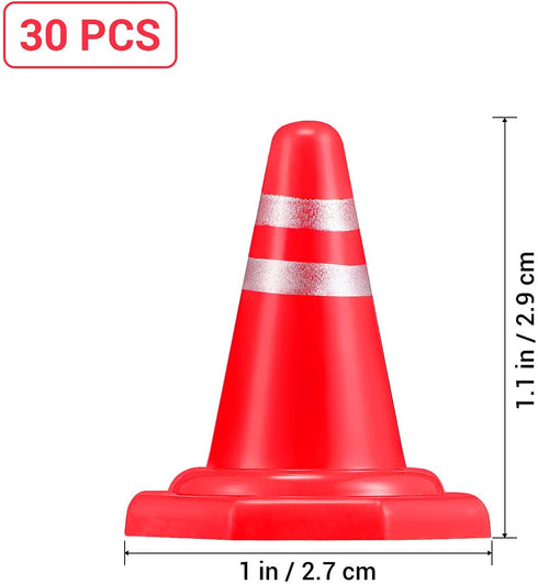 Toddmomy 30Pcs Traffic Road Cones Pretend Play Toys Roadblocks Simulation Traffic Signs Miniature Traffic Cones for Sand Table Engineering Construction
