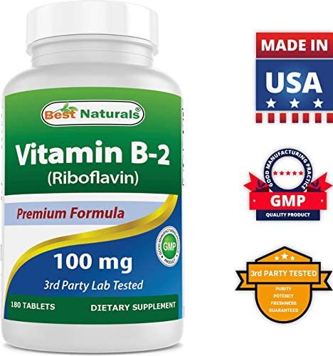 Best Naturals Vitamin B2 (Riboflavin) 100 mg 180 Tablets - Premium Formula - 3rd Party Lab Tested