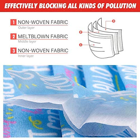Edaren 50 Pack Disposable Face Masks with Designs, Paper Printed Masks for Women Men, 3 Ply Colorful Cute Masks Adults USA Flag