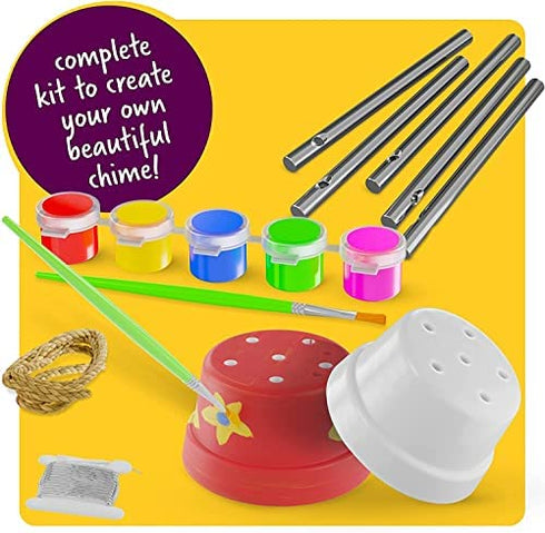 Wind Chime Making & Painting Kit - Arts and Crafts Gift for Girls & Boys Ages 4, 5, 6, 7, 8, 9, 10 -12 - Birthday & Christmas Gifts for Kids - Kid Art & Craft Kits - DIY Stuff for Girl Age 4-12