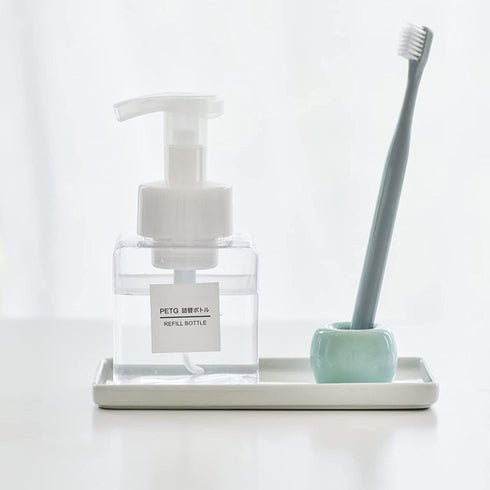JAKSSO Ceramic Toothbrush Holder for Bathroom Toothbrush Tray for Vanity Countertop Storage Organizer for Holding Toothpaste Dental Floss Picks Makeup Brushes(Small)