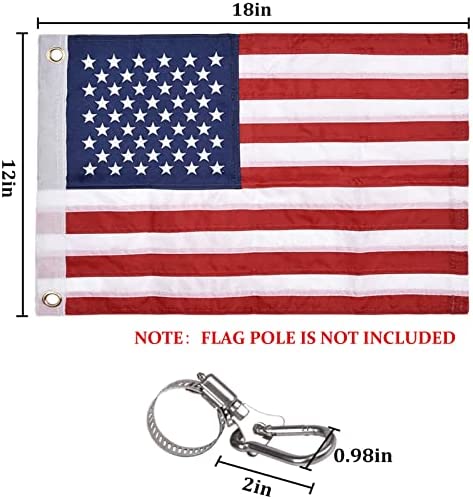 Universal Boat Flag Marine 12"x18" with 4 Boat Flag Pole Kits USA Flag with 50 Embroidered Stars American Boat Flag
