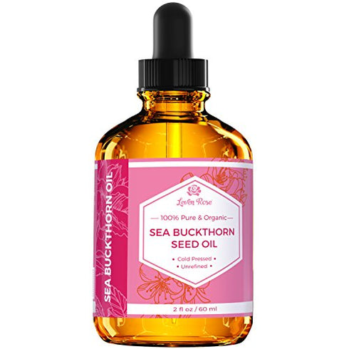 Leven Rose Sea Buckthorn Seed Oil, 100% Pure Unrefined Cold Pressed Anti Aging Acne Treatment for Hair Skin and Nails (2 oz)