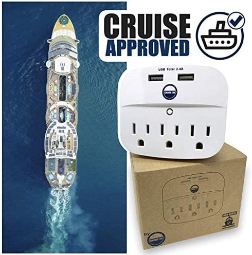 Cruise Power Strip No Surge Protector with USB Outlets - Ship Approved (Non Surge Protection) Cruise Essentials