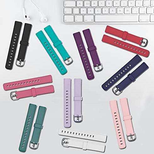10 Pack Bands Compatible with Fitbit luxe Band Sport Watch Wrist Strap for Men Women, Luxe Silicone Watch Strap Bracelet Wristband Bands Replacement Accessories with Metal Buckle Large Size Band