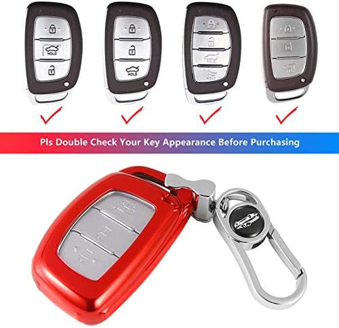 Key Fob Cover for Hyundai, Soft TPU Key Fob Case Full Protector Fit Hyundai 2018 2019 2020 2021 Sonata Elantra Tucson Venue Ioniq I40 IX35 I45 3/4 Buttons Keyless Entry Remote Control - Blue