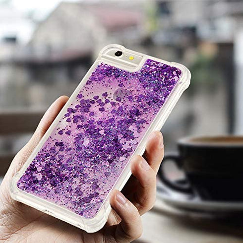 Designed for iPhone SE 2020 Case,iPhone 6S/6 Case,iPhone 7/8 Case Glitter for Women Girls, 2020 Cute Fashion Liquid Bling Shiny Sparkle Luxury Soft Clear TPU Bumper Shockproof Cover (Purple)