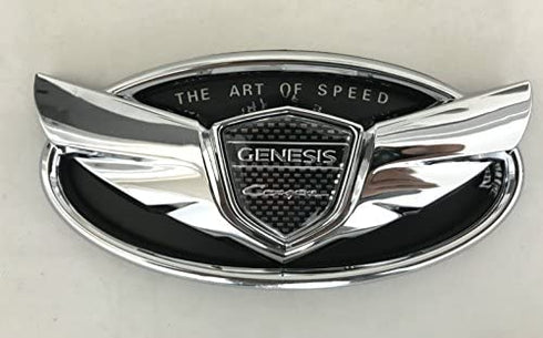 Exotic Store 7 Pieces 2010-2017 Fit for Hyundai Genesis "ART OF SPEED"Coupe Chrome Black WING Logo Front+ Trunk+ Steering wheel+ Rim center Caps Stickers TURBO Kit Emblem Badges (CHROME)