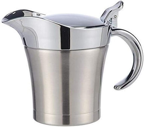 Stainless Steel Double Insulated Gravy Boat with Hinged Lid (16 OZ / 450ML)