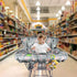 ICOPUCA Shopping Cart Cover, 2-in-1 cart Cover for Babies N high Chair Cover, Padded Grocery cart Cover for Baby boy Girl,with Split/Padded/Reversible seat Cushion, Large, Deer;