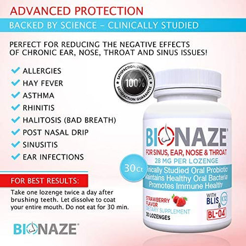 Bionaze Oral Probiotics - Dental Probiotics for Teeth and Gums, Bad Breath Treatment for Adults - Oral Care, Throat, Tonsil, Mouth, Teeth - Improve Gum Health with Clinically Proven BLIS K12 & BL-04