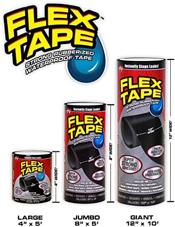 Flex Tape Rubberized Waterproof Tape, 8" x 5', Black