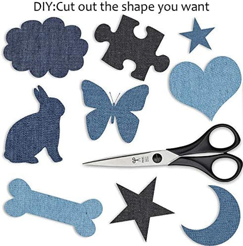 Boao Iron on Patches Iron on Denim Patches Repair Kit for Clothes, Jeans, Jackets, Large Size, 4.9 Inch, Denim Cloth(15 Pieces)
