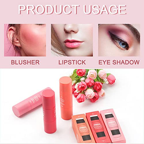 Erinde Cream Blush Stick with Brush (#01 Milk Tea Pink)