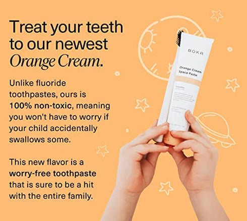 Boka Orange Cream Natural Toothpaste, Nano-Hydroxyapatite for Remineralizing, Sensitivity and Whitening, Fluoride-Free, Dentist Recommended for Kids and Adults, Made in USA, 4oz (Pack of 1)