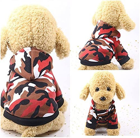 Dog Hoodie Sweatshirts Puppy Sweaters for Small Dogs Boy Girl for 1-2lbs Dogs - Winter Fall Dog Clothes for Chihuahua Doggie Pet Cat Warm Fleece Coat Outfit Camo (X-Small (1-2lbs))
