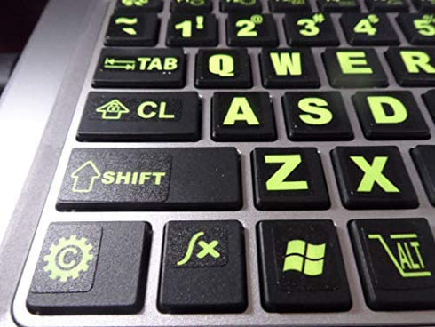 Keyboard Stickers with Luminescent Inlays Plus USB Light. Extra Large Symbols. Inlays (Not Printed). Will Not Wear or Fade. U.S. English Laptop & PC