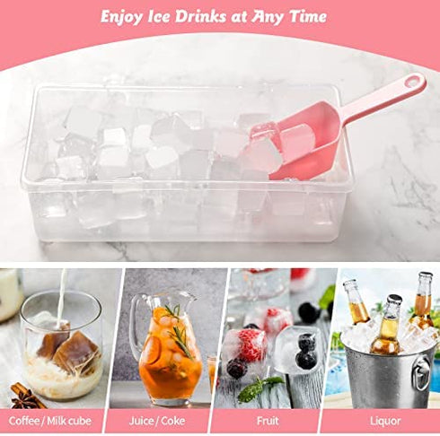 Food-grade Silicone Ice Cube Tray with Lid and Storage Bin for Freezer, Easy-Release 36 Small Nugget Ice Tray with Spill-Resistant Cover&Bucket, Flexible Ice Cube Molds with Ice Container, Scoop Cover