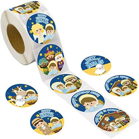 Religious Christmas Stickers Happy Birthday Jesus Nativity Stickers for Kids Christian School Classroom Decoration VBS Party Favor 500Pcs