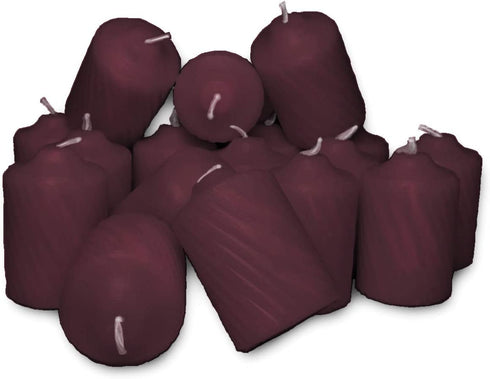 Burgundy Mulberry Scented Votive Candles - 15 Hour Long Burn Time - Textured Finish - Box of 20