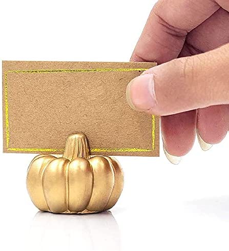 Kate Aspen Fall Decor Mini Gold Pumpkin Place Card Holder (Set of 6), Perfect for Thanksgiving Table Decor, Fall Themed Weddings, Bridal Brunches