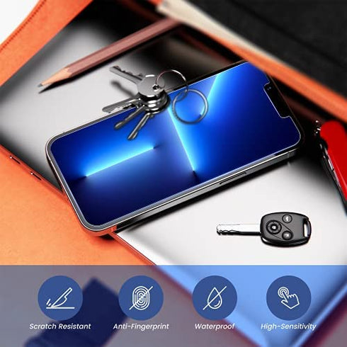 Mkeke Compatible with iPhone 13 Pro Max Screen Protector, Tempered Glass Screen Protector for iPhone 13 Pro Max with Camera Lens Protector 6.7 inch 3 Pack