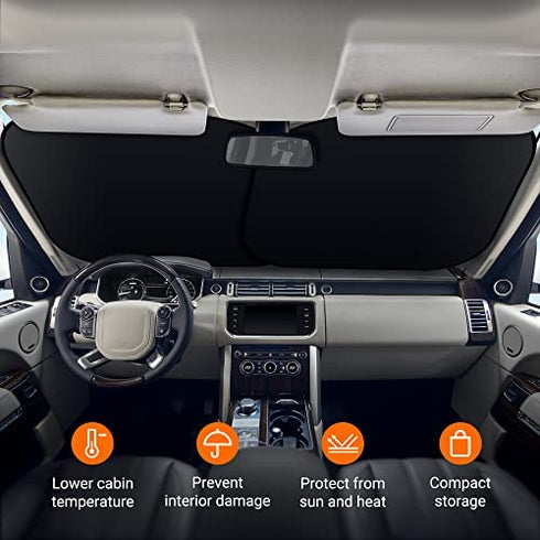 AstroAI Car Sun Shade Windshield -2 Piece Foldable Sunshade for Car Windshield Blocks Max UV Rays and Sun Heat, Titanium Silver Fabric Material, for Most Compact Sports Cars(Small 23.2 x 29.1 inches)