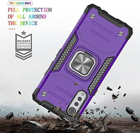 AYMECL Compatible for LG Velvet 5G Case,LG Velvet 5G UW/LG G9 Case with HD Screen Protector,Armor Grade Cases with Rotating Holder Kickstand Non-Slip Hybrid Rugged Case for LG Velvet 5G,Purple
