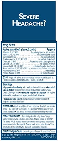 MagniLife Migraine Relief, Fact-Acting, Relieve Throbbing, Pulsating, Stabbing Headache, Ease Nausea, Light & Noise Sensitivity, and Blurred Vision - 90 Tablets